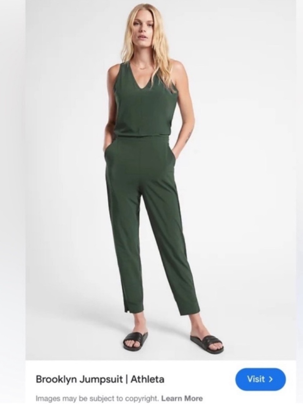 Athleta Brooklyn V-Neck Sleeveless Blue Animal Print Jumpsuit